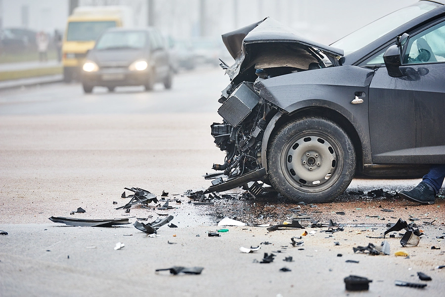 wreckage of a Richfield car accident on the highway